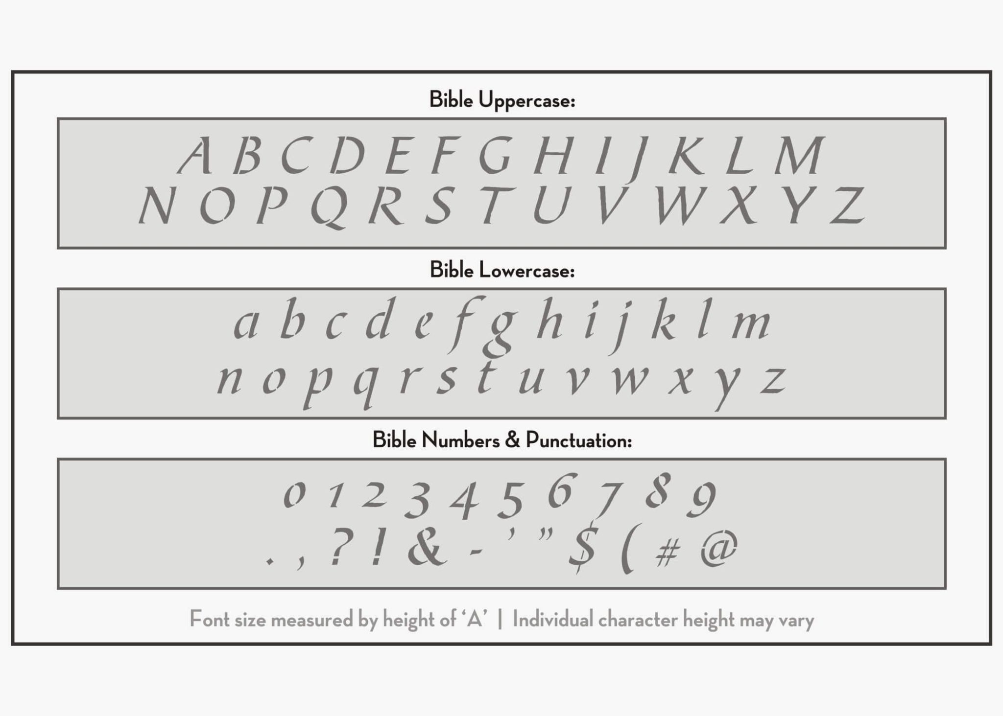 Bible Font Size Printable Chart