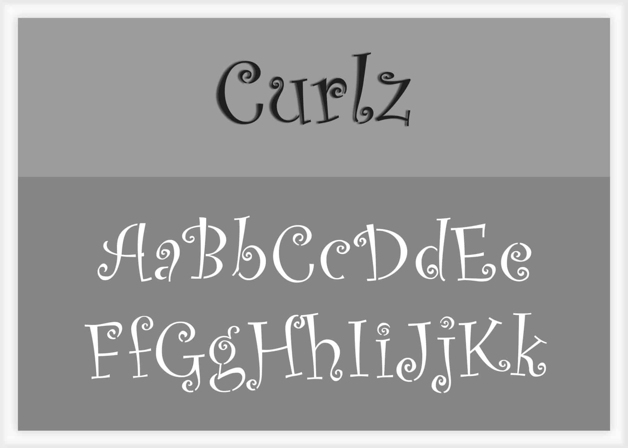 AL-UCZ Curlz - Alphabet Stencil Uppercase - iStencils