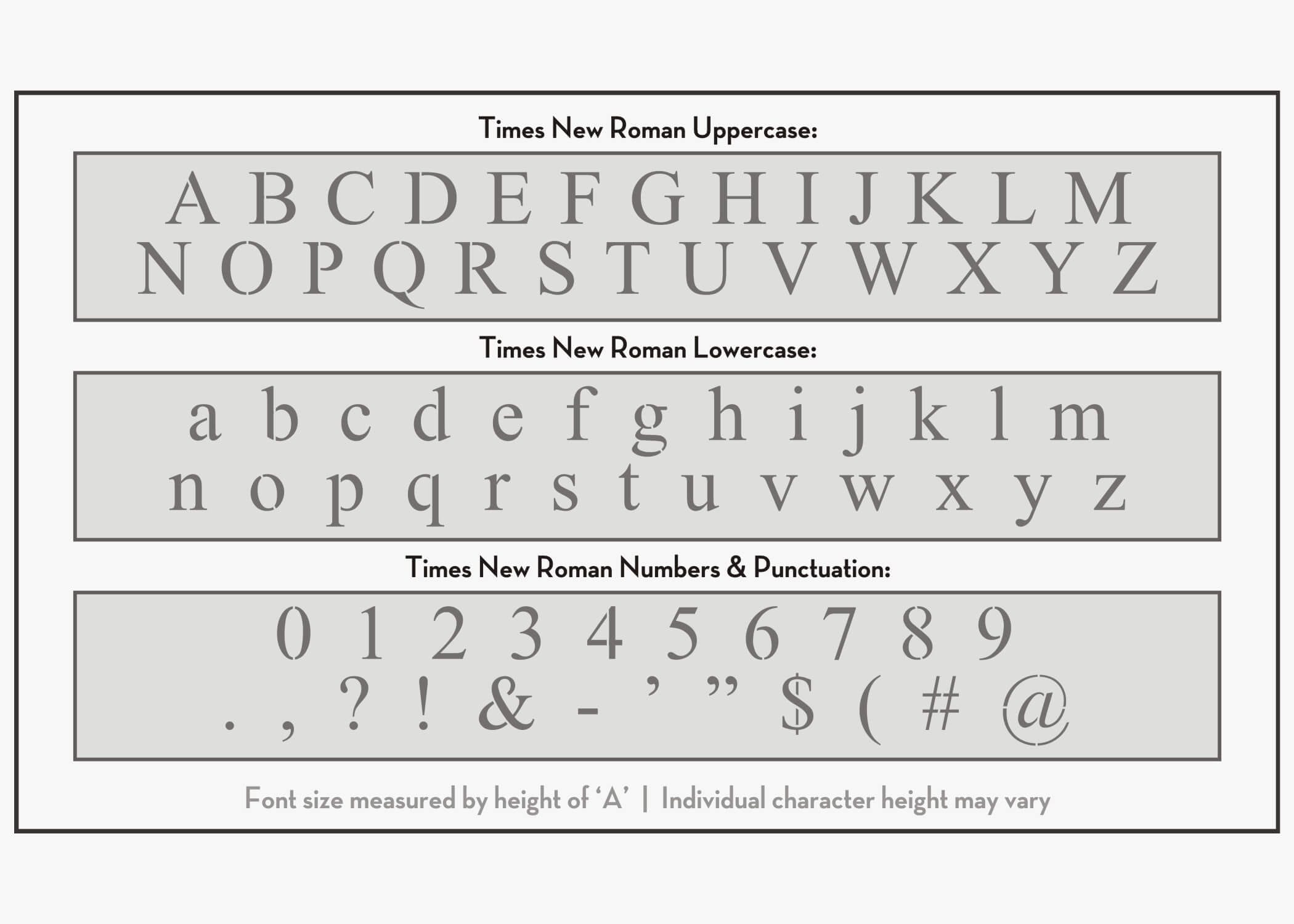 Times New Roman Font Alphabet Stencil | Letter Stencils ...