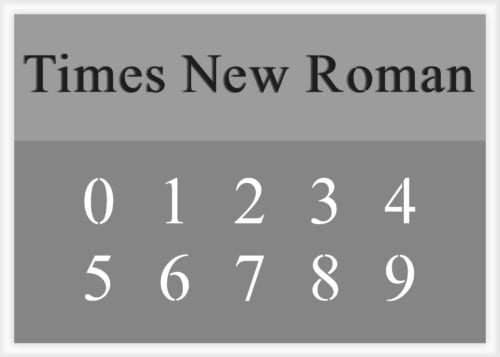 Times New Roman Font Number Stencil | Number Stencils| Stencils Online